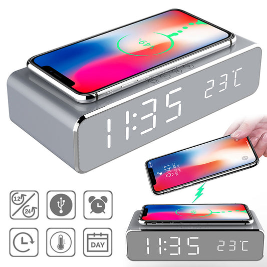 LED Digital Alarm Clock Wireless Charger