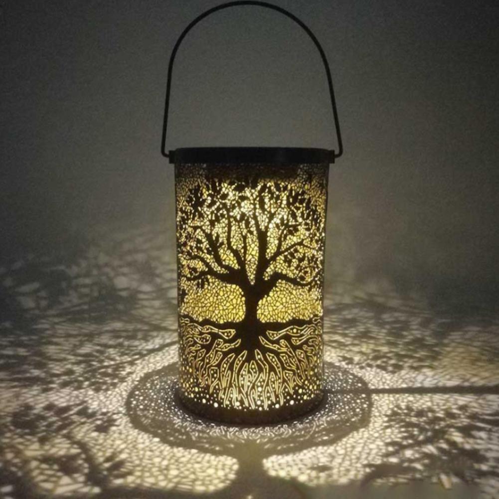 Solar LED Lantern Light Hollow Tree Of Life Hanging Lamp Outdoor Garden Yard Path Lawn Patio Hanging Waterproof Lamp Lantern