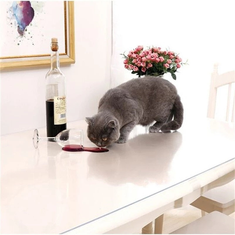 Soft Glass Table Cloth (1mm) PVC Transparent Tablecloth Waterproof Rectangular Table Cover Pad Kitchen Oil-Proof Table Mat 1.0mm