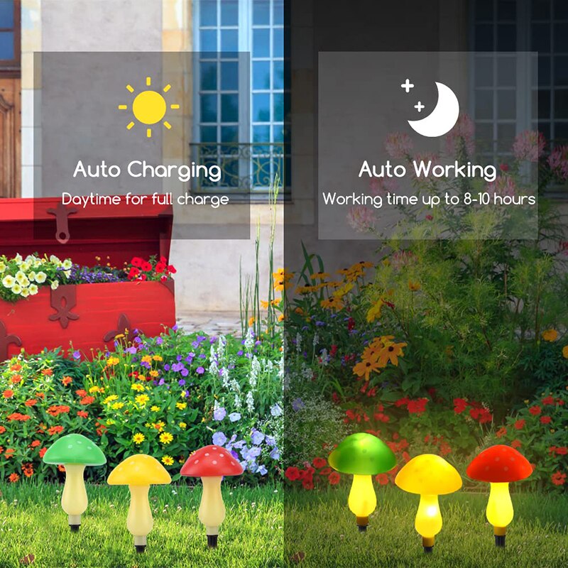 Solar Mushroom String Lights Smart Light Sense Garden Lights Outdoor Waterproof Lawn Lamp Patio Yard Christmas Landscape Decor
