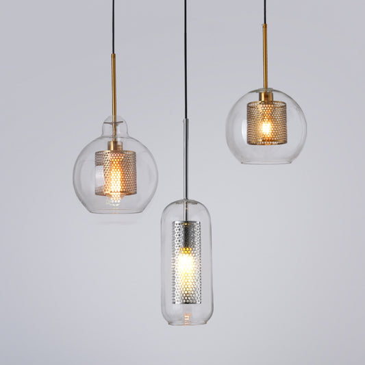 Sliver Bronze Loft Modern Pendant Light Glass Ball Hanging Lamp Kitchen Light Fixture Dining Hanglamp Living Room Luminaire