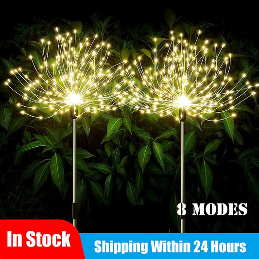 Solar Light Outdoors LED Fireworks Light Dandelion Lawn Lamps 90/120/150 LED for Garden Landscape Street Patio Decoration