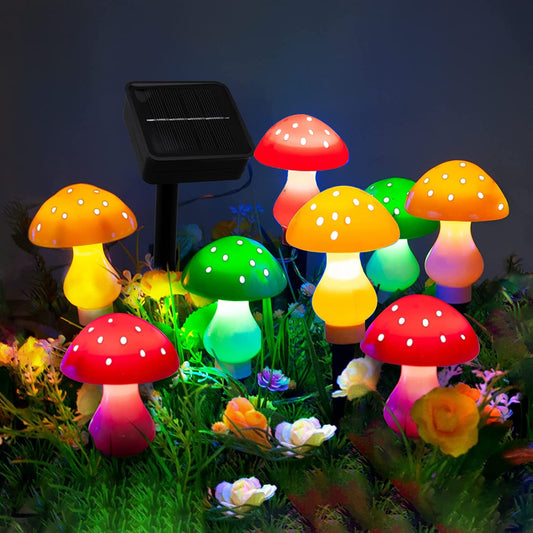 Solar Mushroom String Lights Smart Light Sense Garden Lights Outdoor Waterproof Lawn Lamp Patio Yard Christmas Landscape Decor