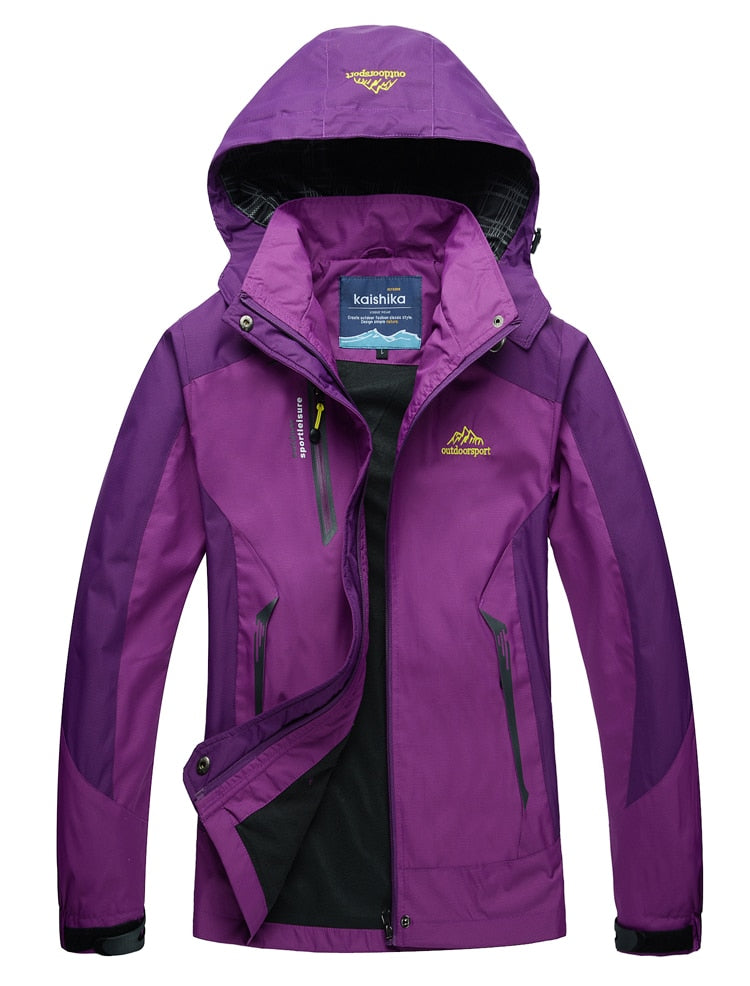 TRVLWEGO Camping Hiking Jacket Women Autumn Outdoor Sports Coats Climbing Trekking Windbreaker Travel Waterproof Purple Rosy