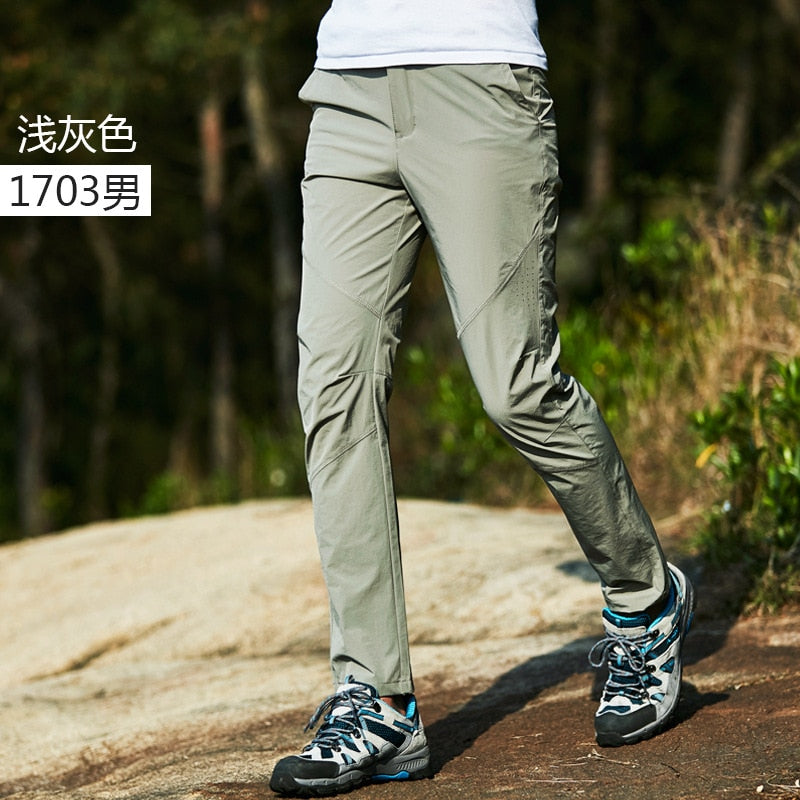 Summer Breathable Mesh Ice Silk Quick Drying Trousers Men Women's Large Size Loose Stretch Outdoor Hiking Casual Sports Pants