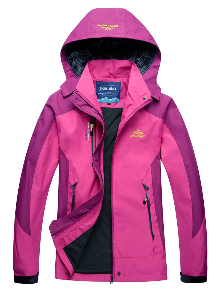TRVLWEGO Camping Hiking Jacket Women Autumn Outdoor Sports Coats Climbing Trekking Windbreaker Travel Waterproof Purple Rosy