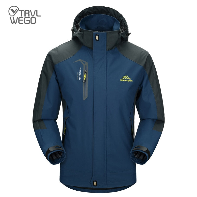 TRVLWEGO Camping Hiking Jacket Men Autumn Outdoor Sports Coats Climbing Trekking Windbreaker Travel Waterproof Jackets Black