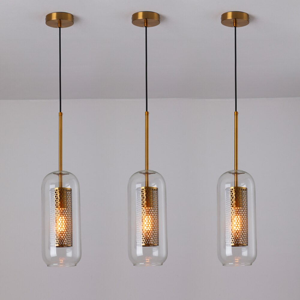 Sliver Bronze Loft Modern Pendant Light Glass Ball Hanging Lamp Kitchen Light Fixture Dining Hanglamp  Living Room Luminaire