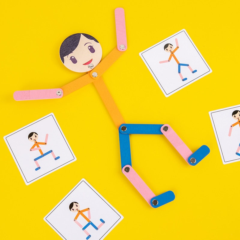 Wooden Human Body Puzzle Toys Montessori Human 24 Body Actions Cards Matching Baby Games Imagination Training Educational Toys