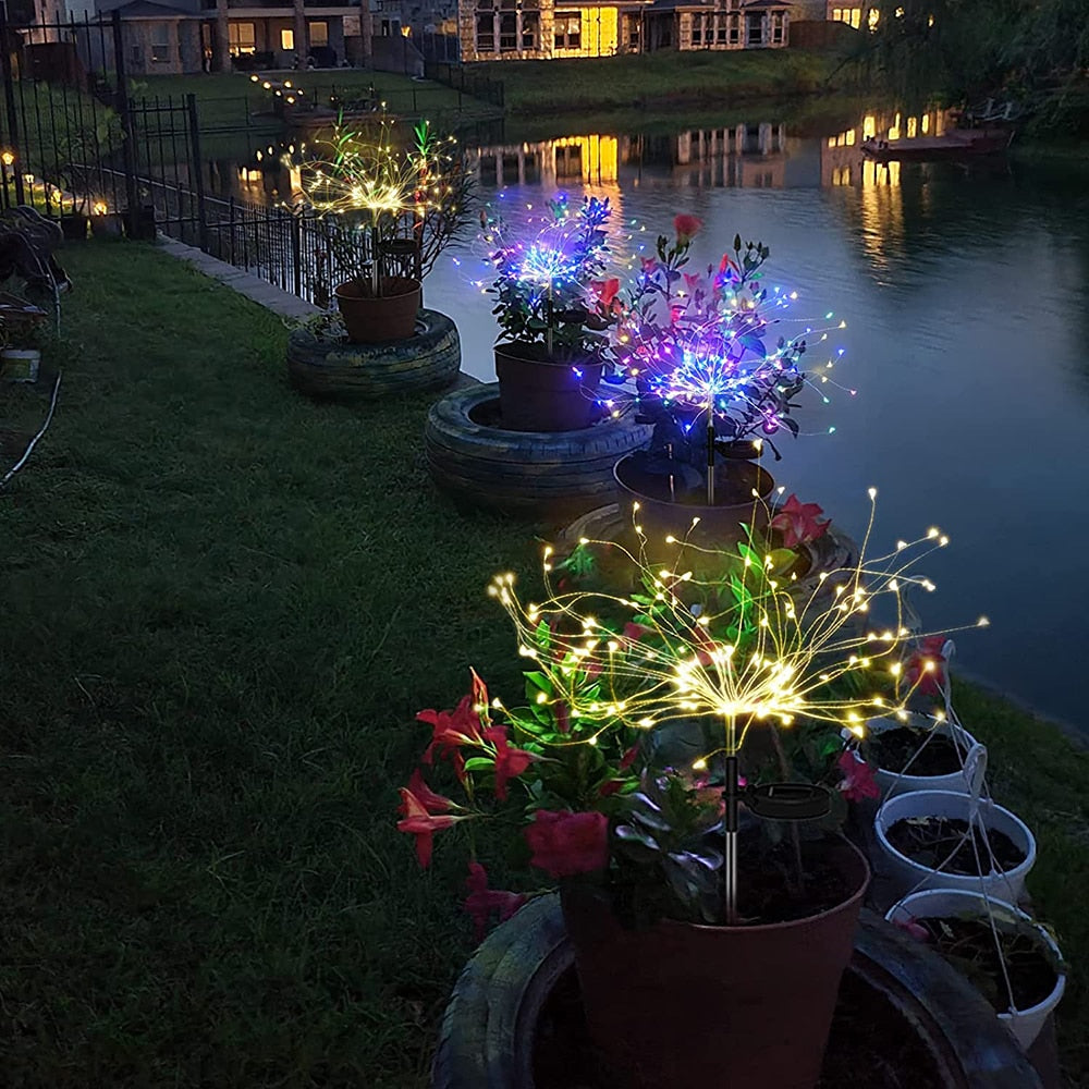 Solar Firework Fairy Lights Waterproof Outdoor Solar Lights for Garden Lawn Pathway Backyard Patio Decoration