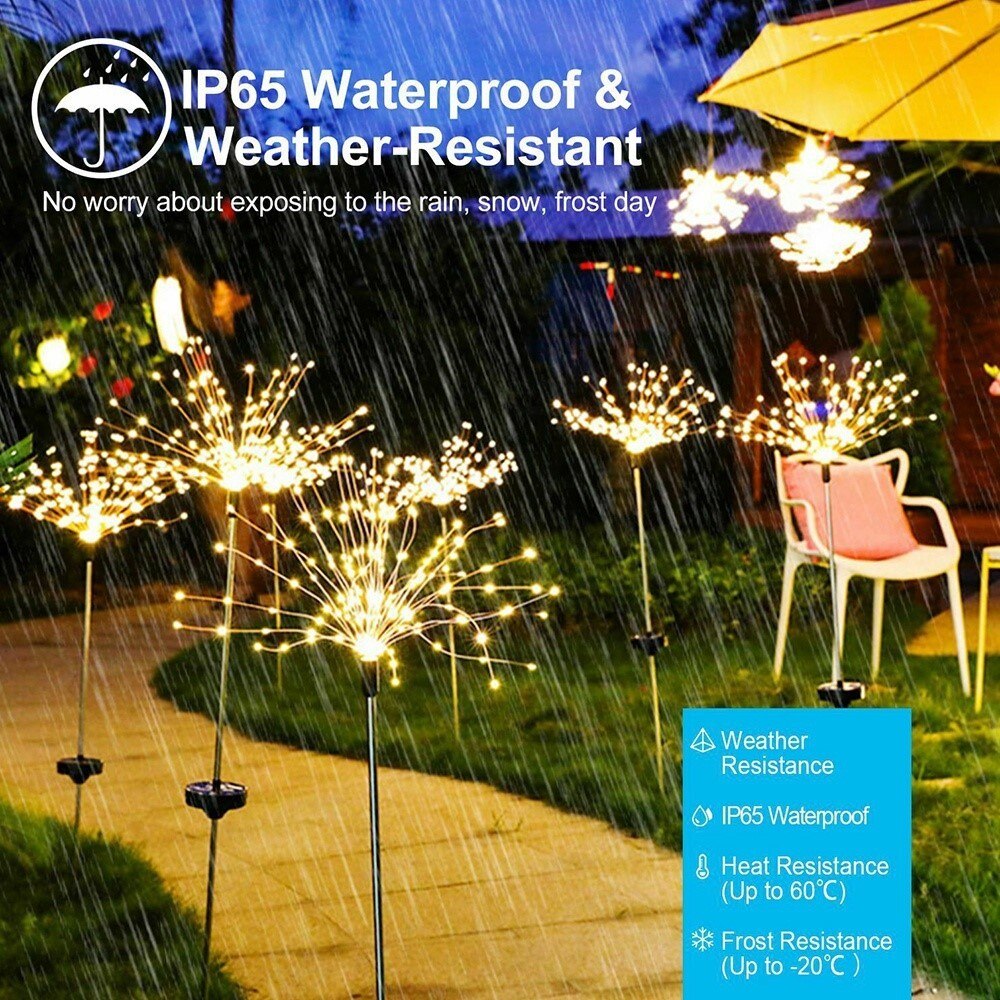 Solar Light Outdoors LED Fireworks Light Dandelion Lawn Lamps 90/120/150 LED for Garden Landscape Street Patio Decoration