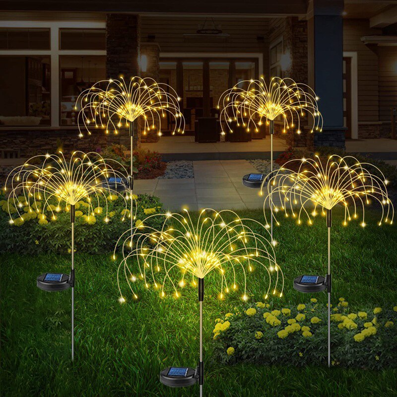 Solar Firework Fairy Lights Waterproof Outdoor Solar Lights for Garden Lawn Pathway Backyard Patio Decoration