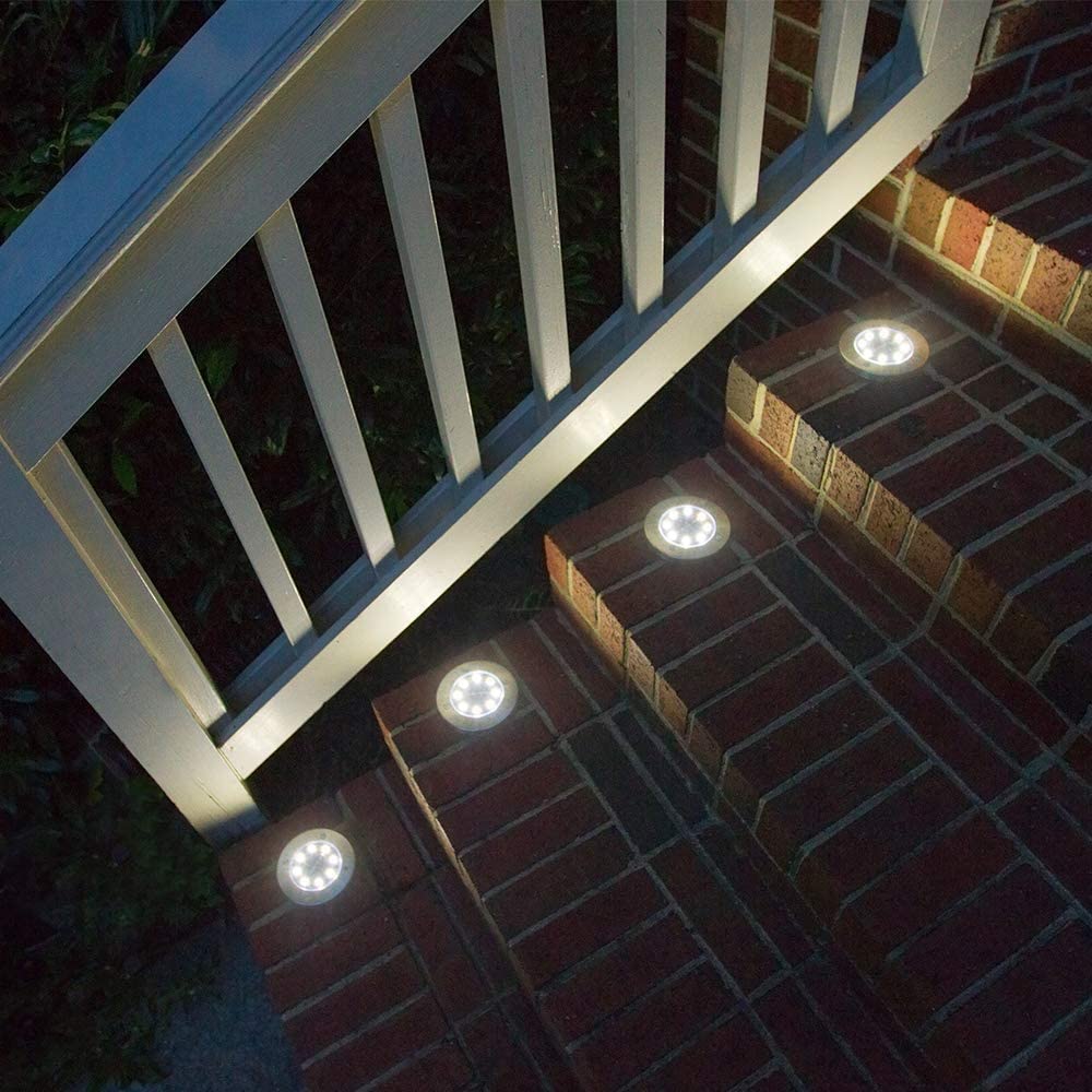 Solar Ground Lights 8 LED Solar Garden Lights Waterproof Outdoor Solar Disk Lights for Pathway Yard Walkway Patio Lawn Path