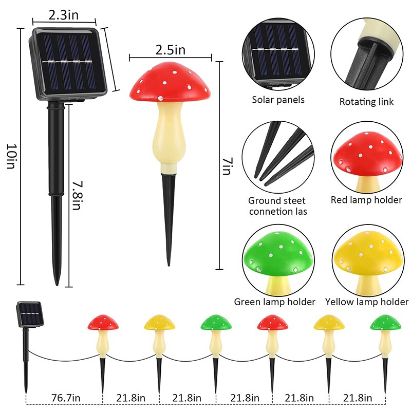 Solar Mushroom String Lights Smart Light Sense Garden Lights Outdoor Waterproof Lawn Lamp Patio Yard Christmas Landscape Decor