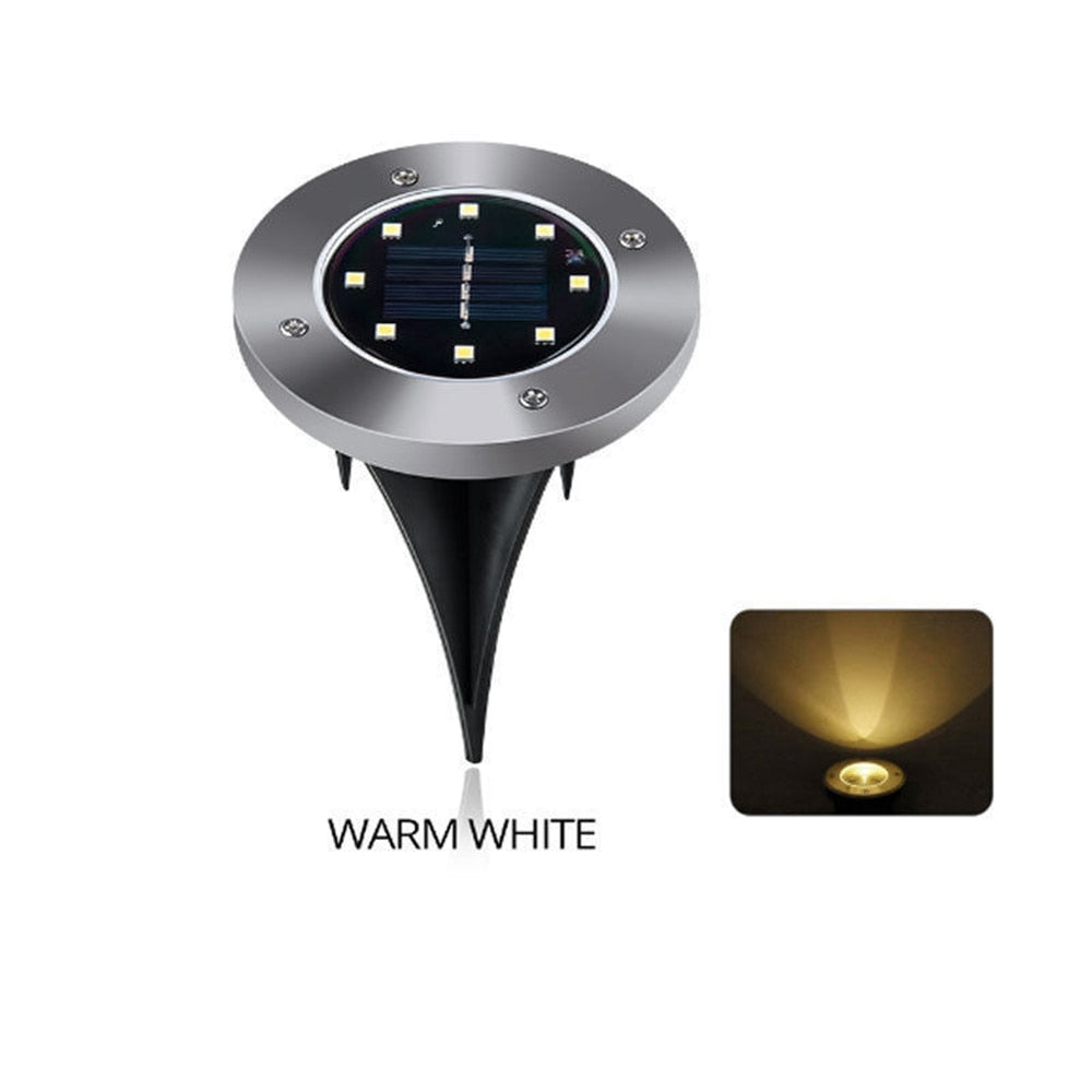 Solar Ground Lights 8 LED Solar Garden Lights Waterproof Outdoor Solar Disk Lights for Pathway Yard Walkway Patio Lawn Path