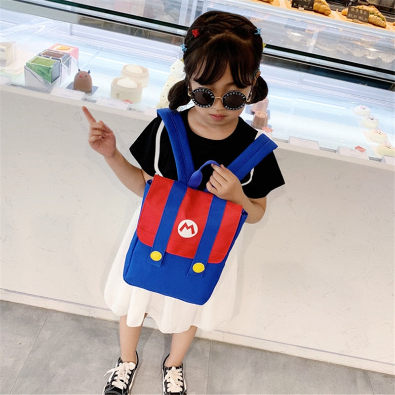 Super Mario Bros Cartoons Backpack High Capacity Nylon Waterproof Anime Peripherals Kindergarten Baby School Bag Cosplay Gifts
