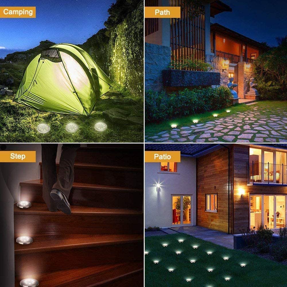 Solar Ground Lights 8 LED Solar Garden Lights Waterproof Outdoor Solar Disk Lights for Pathway Yard Walkway Patio Lawn Path