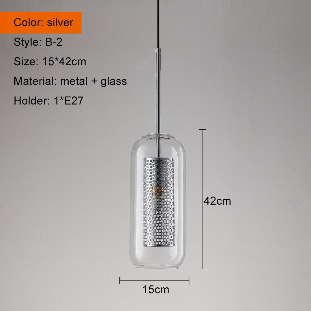 Sliver Bronze Loft Modern Pendant Light Glass Ball Hanging Lamp Kitchen Light Fixture Dining Hanglamp  Living Room Luminaire