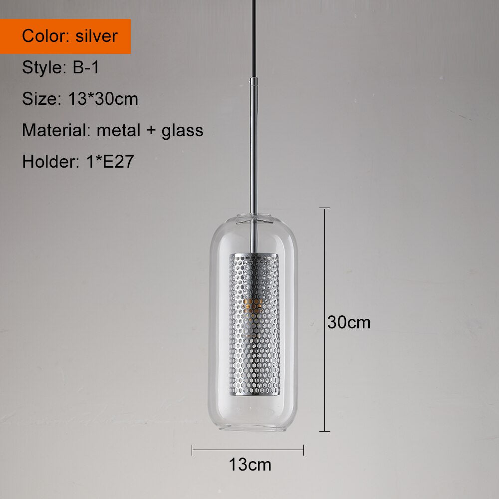 Sliver Bronze Loft Modern Pendant Light Glass Ball Hanging Lamp Kitchen Light Fixture Dining Hanglamp  Living Room Luminaire