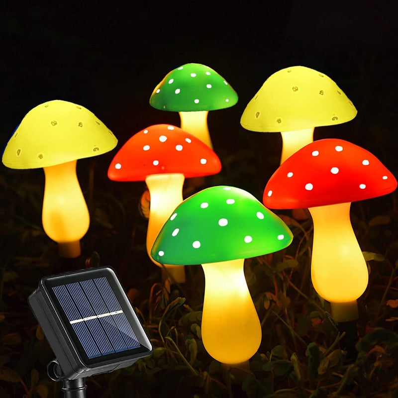Solar Mushroom String Lights Smart Light Sense Garden Lights Outdoor Waterproof Lawn Lamp Patio Yard Christmas Landscape Decor