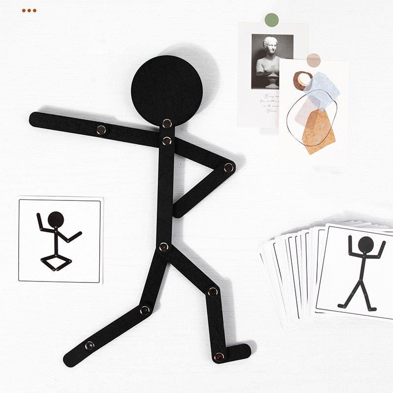 Wooden Human Body Puzzle Toys Montessori Human 24 Body Actions Cards Matching Baby Games Imagination Training Educational Toys