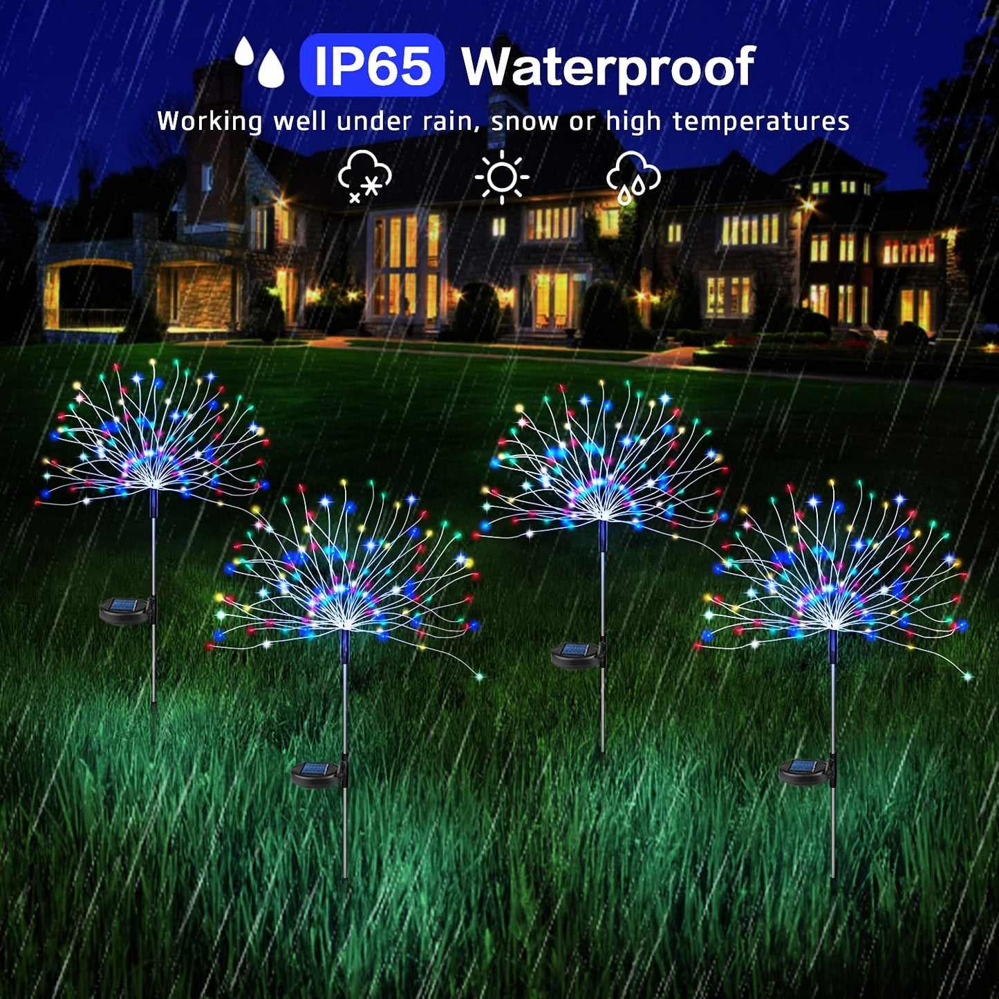 Solar Firework Fairy Lights Waterproof Outdoor Solar Lights for Garden Lawn Pathway Backyard Patio Decoration
