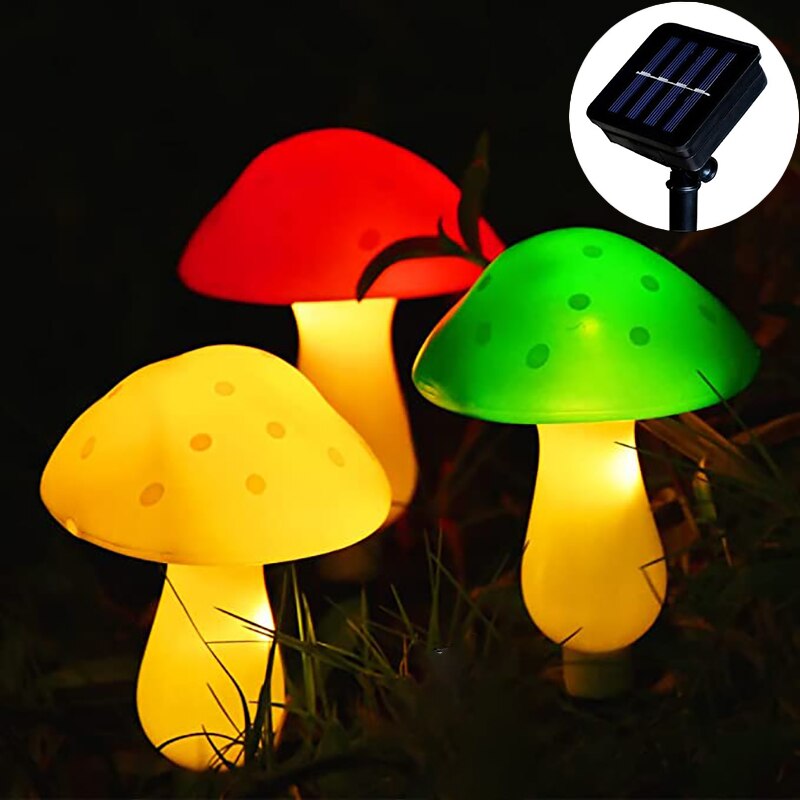 Solar Mushroom String Lights Smart Light Sense Garden Lights Outdoor Waterproof Lawn Lamp Patio Yard Christmas Landscape Decor