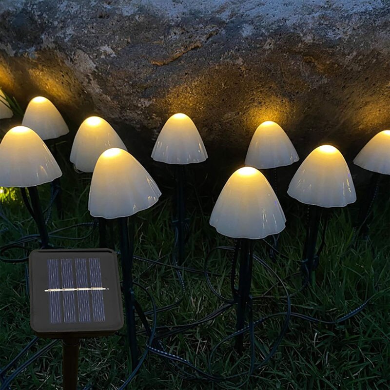Solar Mushroom String Lights Smart Light Sense Garden Lights Outdoor Waterproof Lawn Lamp Patio Yard Christmas Landscape Decor